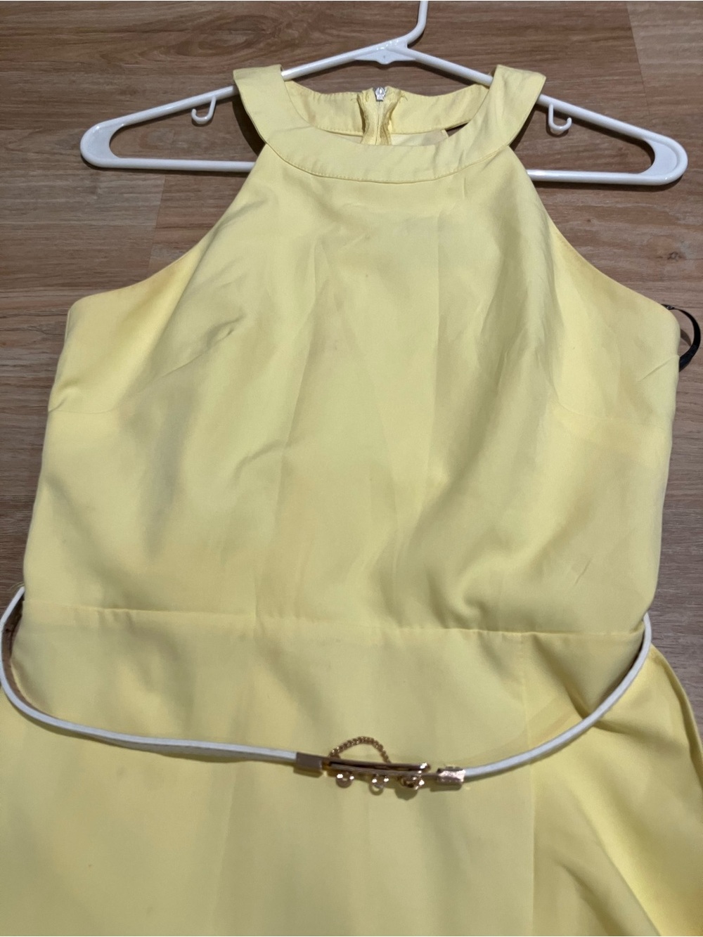 Pale Yellow Ruffle Halter Dress - Picture 3 of 9